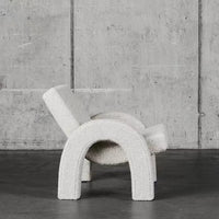 Modern Creative U-Shaped White Boucle Sherpa Accent Chair With Backrest