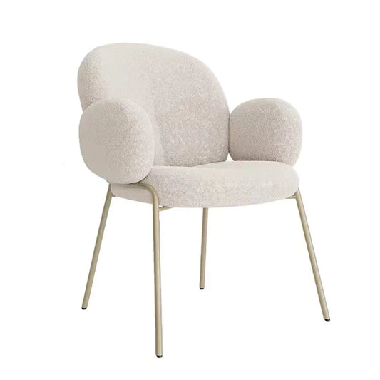Modern Simple Ivory White Boucle Accent Chair