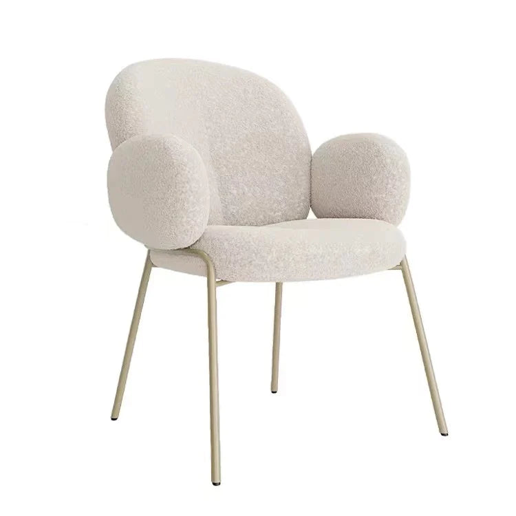 Modern Simple Ivory White Boucle Accent Chair