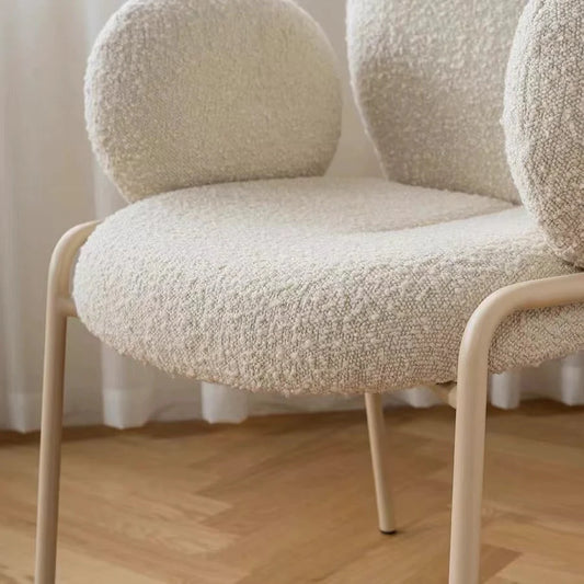 Modern Simple Ivory White Boucle Accent Chair
