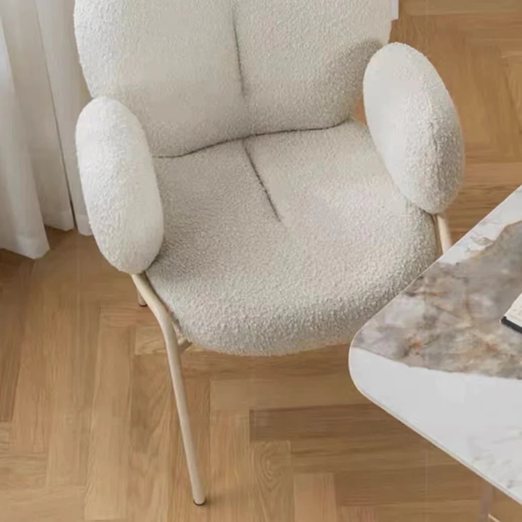 Modern Simple Ivory White Boucle Accent Chair