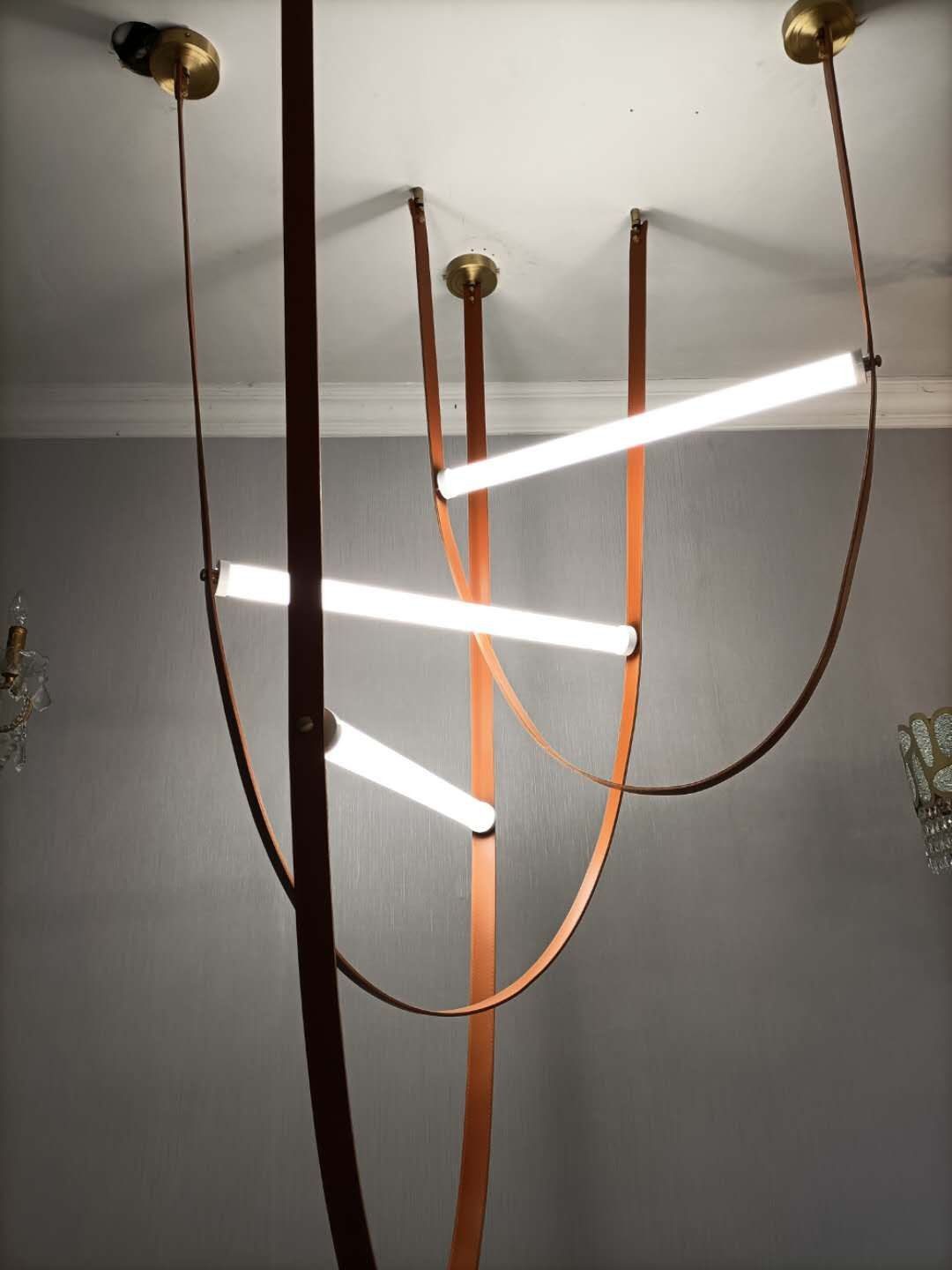 Rylight Designer U-vormige riemlamp LED glazen buis kroonluchter