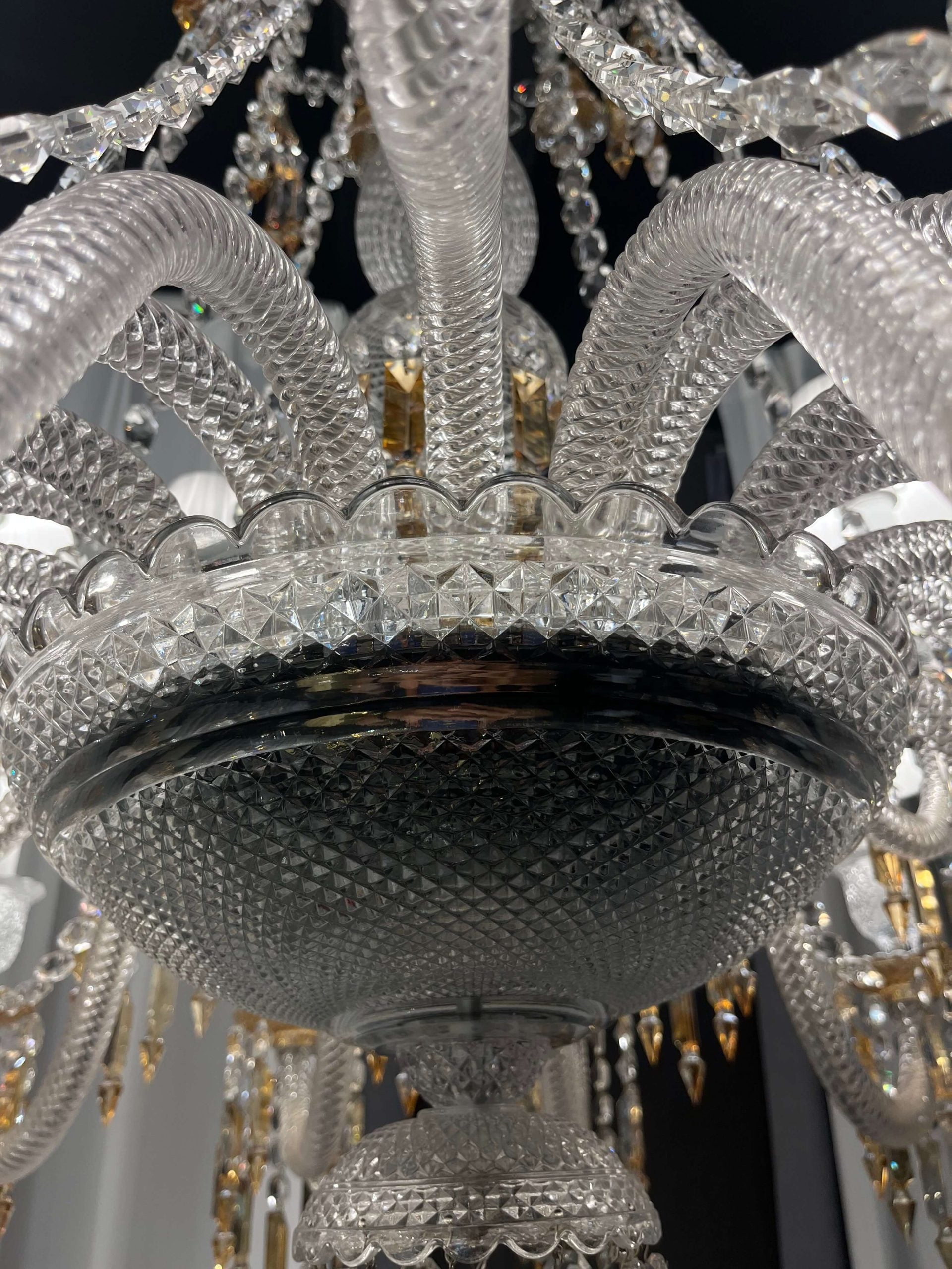 Large Light Luxury Classic Tiered Yellow Crystal Candle Lampshade Chandelier for High-ceiling Rooms/Living Room