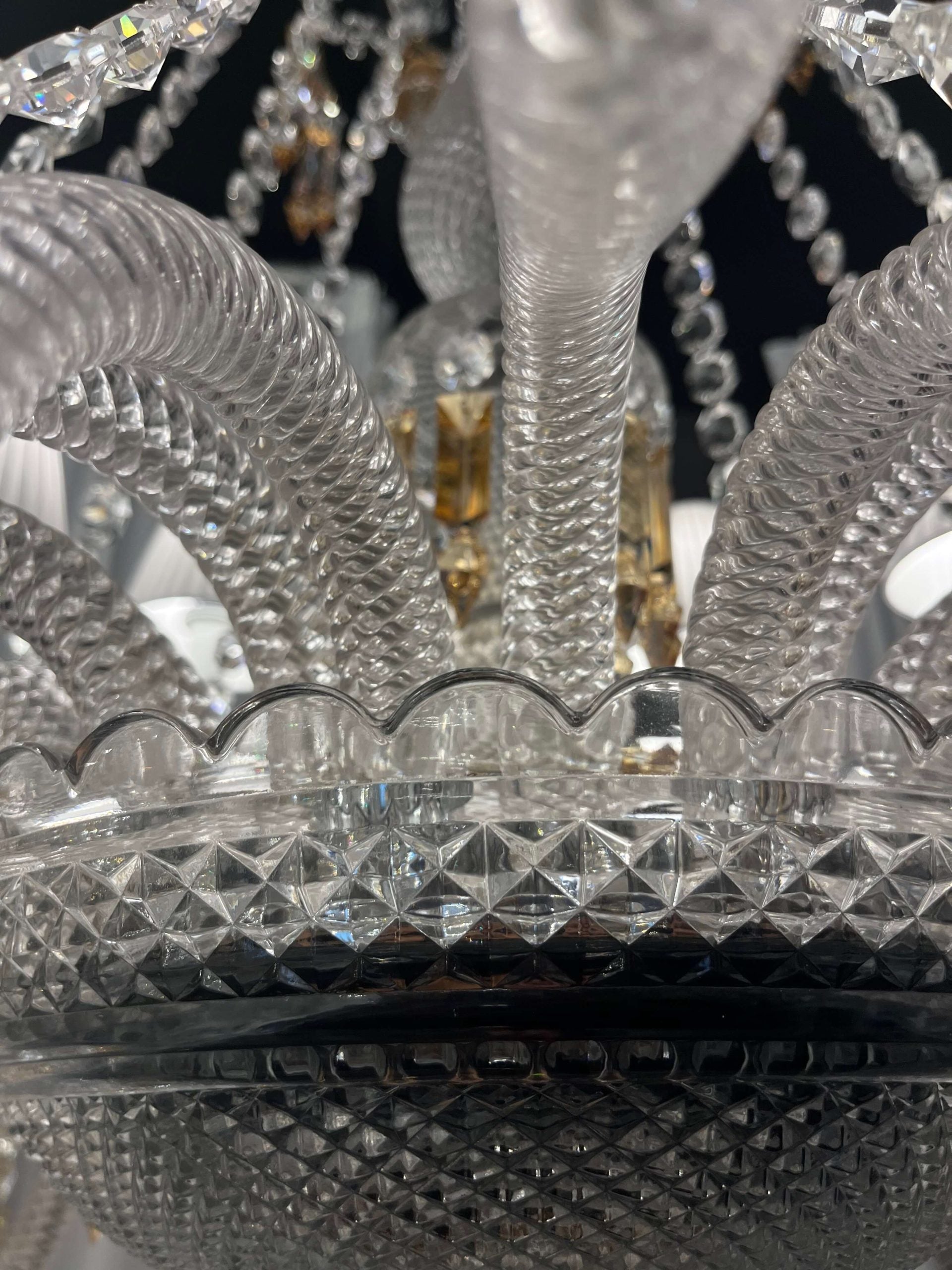 Large Light Luxury Classic Tiered Yellow Crystal Candle Lampshade Chandelier for High-ceiling Rooms/Living Room