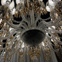Large Light Luxury Classic Tiered Yellow Crystal Candle Lampshade Chandelier for High-ceiling Rooms/Living Room