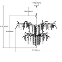 Rylight 6/18-Light Bronze/Black Branch Chandelier With Crystal Drops