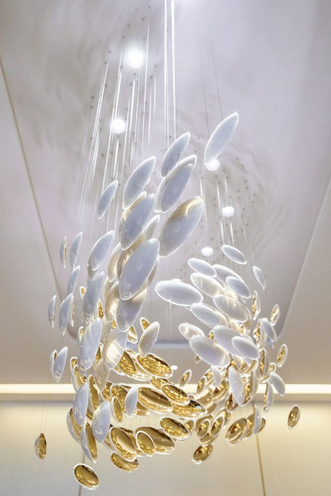 Rylight Modern Artistic Unique Golden Dragon Egg Pendant Ceiling Light Fixture