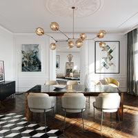 Rylight 5/7/8/9-lichte Spoetnik rokerige grijze/amberkleurige glazen kroonluchter