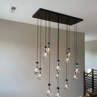 Modern Raindrop Crystal Chandelier with Rectangular Canopy