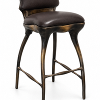 Aurelio Sculptural Leather Bar Stool