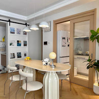 Rylight Franse crèmekleurige ovale/ronde schelpvormige eettafel 