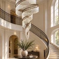 Luxe spiraalvormige kristallen kroonluchter voor trap/hal/hoog plafond 