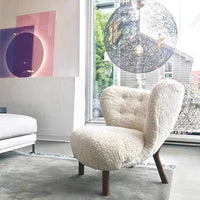 Classic Cozy White Fleece Plush Accent Lounge Chair with Ottoman