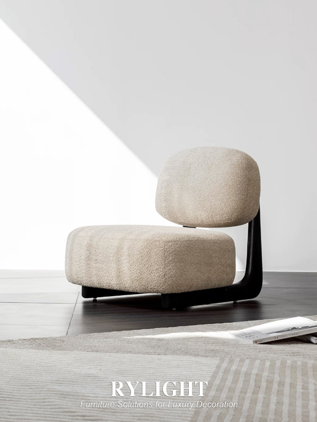 Modern Sculptural Bouclé Lounge Chair