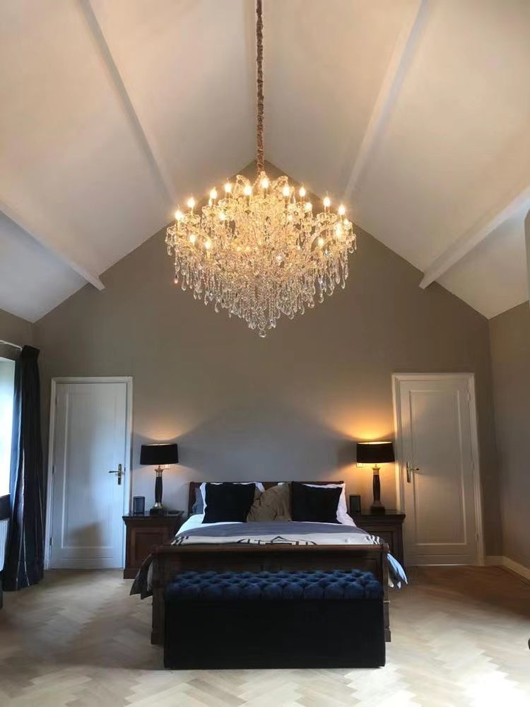 Rylight 25-Light Candle Crystal Chandelier in Gold/Chrome Finish