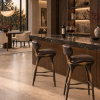 Aurelio Sculptural Leather Bar Stool