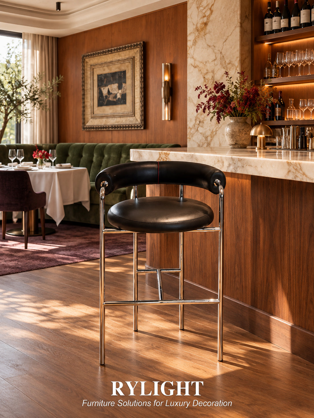 The Gentleman Sculptural Leather Bar Stool