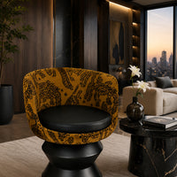 Tiger Mountain Velvet Swivel Accent Chair with Sculptural Pedestal Base