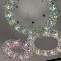 Luxury Circle Colorful Crystal Chandelier for Living Room/Low-ceiling