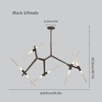 Rylight Simple Brass/Black Branches Chandelier