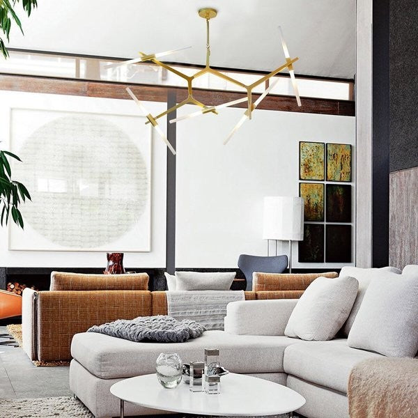 Rylight Simple Brass/Black Branches Chandelier