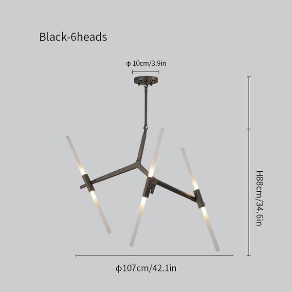 Rylight Simple Brass/Black Branches Chandelier