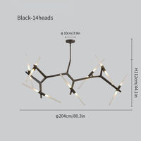 Rylight Simple Brass/Black Branches Chandelier