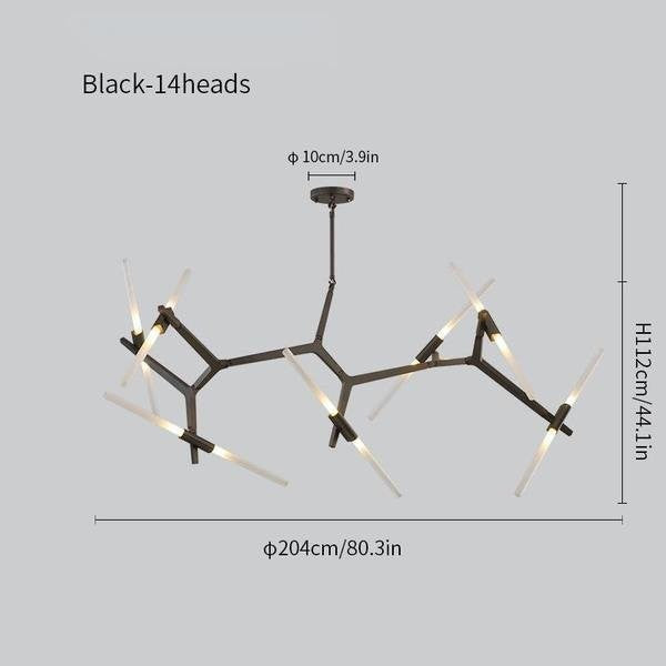 Rylight Simple Brass/Black Branches Chandelier