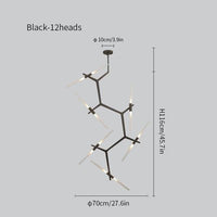 Rylight Simple Brass/Black Branches Chandelier