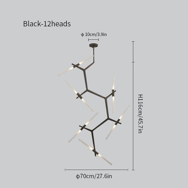 Rylight Simple Brass/Black Branches Chandelier