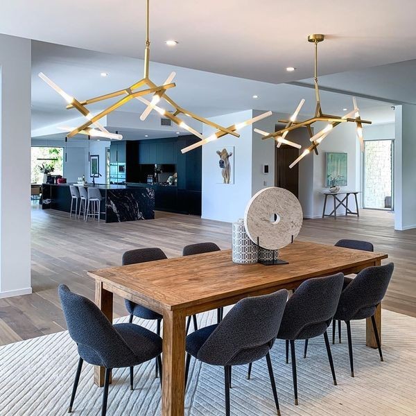 Rylight Simple Brass/Black Branches Chandelier