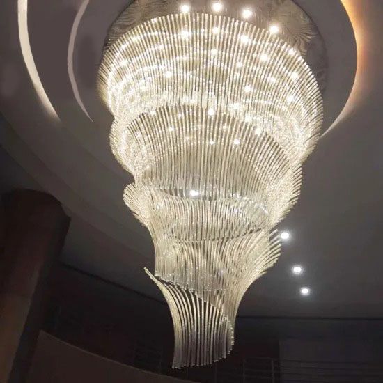 Rylight Extra Large/Long Chandelier With Chrome Big Base