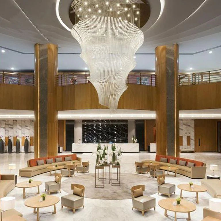 ثريا Rylight كبيرة جدًا/طويلة بقاعدة كبيرة من الكروم