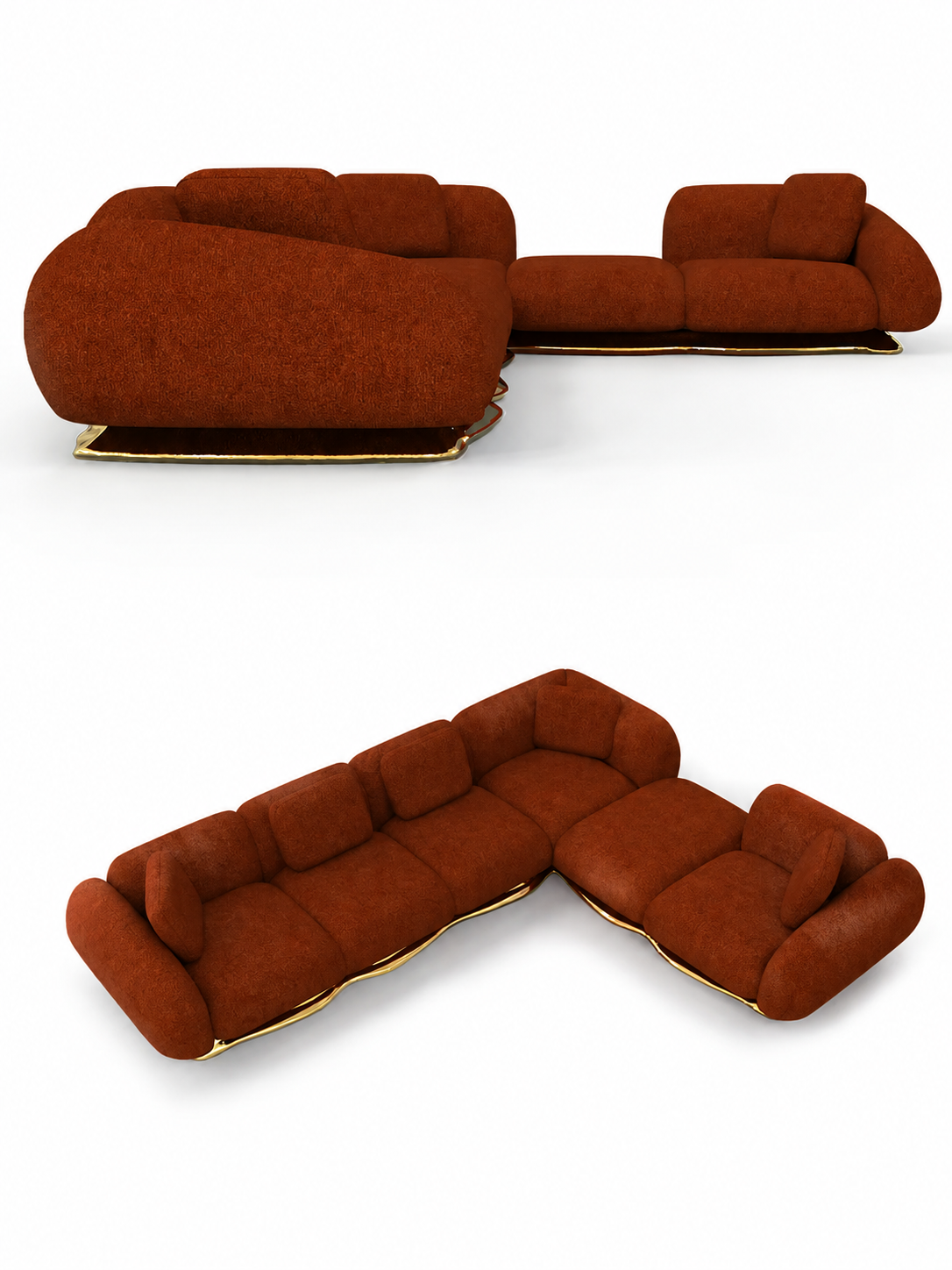 Aurelia Caramel Sculptural L-Shaped Modular Sectional Sofa
