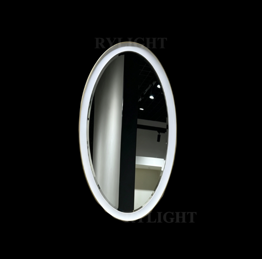 Rylight Contemporary Minimalist White Framed Oval Wall Mirror