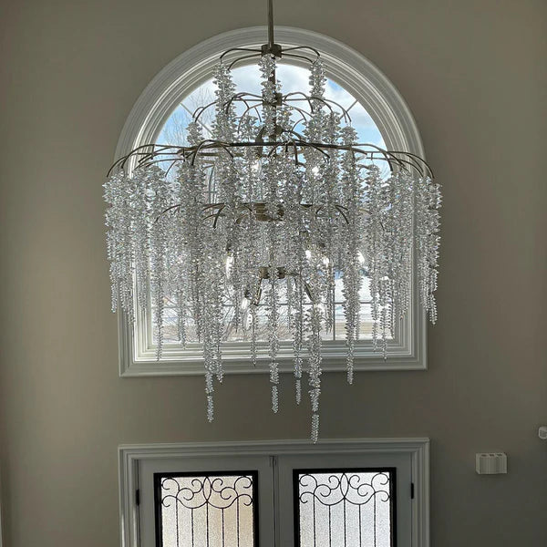 Rylight Elegant Flower Branch Crystal Chandelier in Chrome Finish