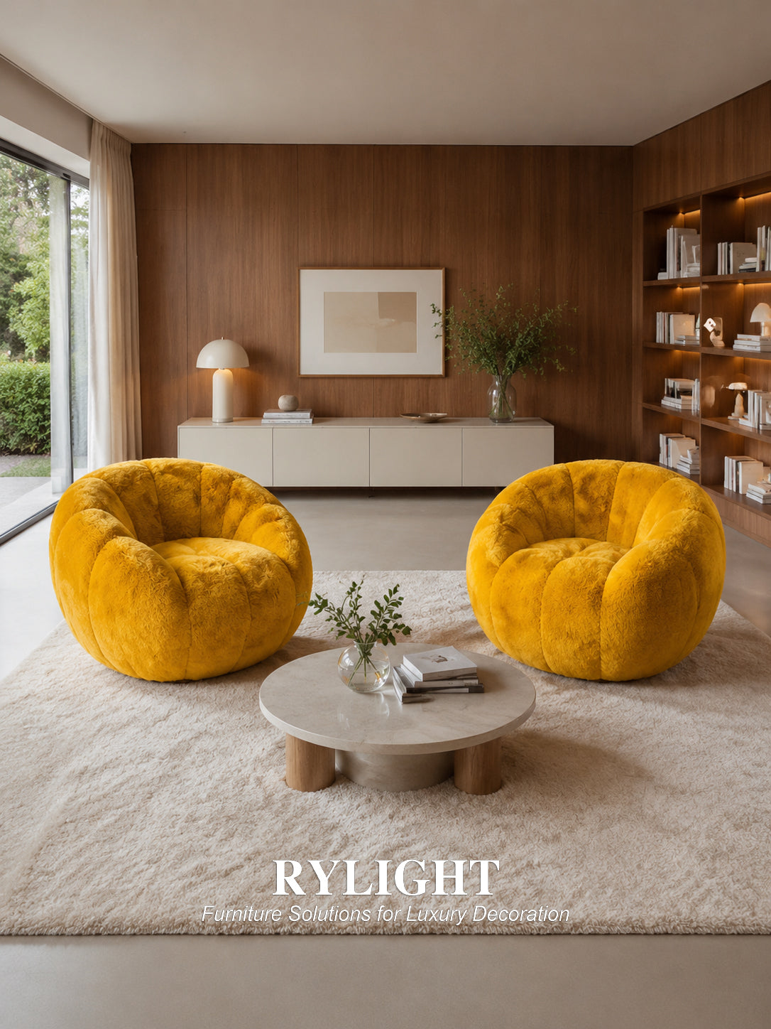 Rylight Moderne Luxe Gele Teddy Barrel Accentstoel
