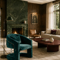 French Luxury Teal Chenille Accent Lounge Chair