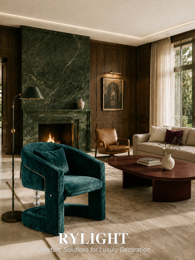 French Luxury Teal Chenille Accent Lounge Chair