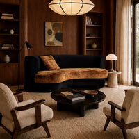 Lagom Mid‑Century Curved Luxury Upholstered Sofa for Living Room