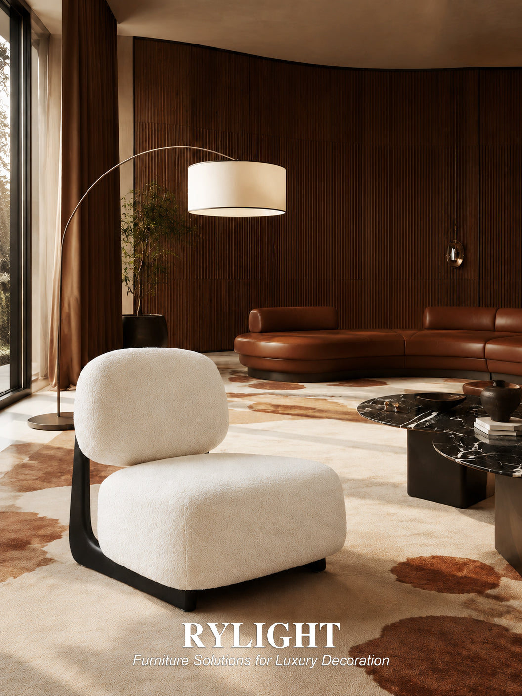 Modern Sculptural Bouclé Lounge Chair