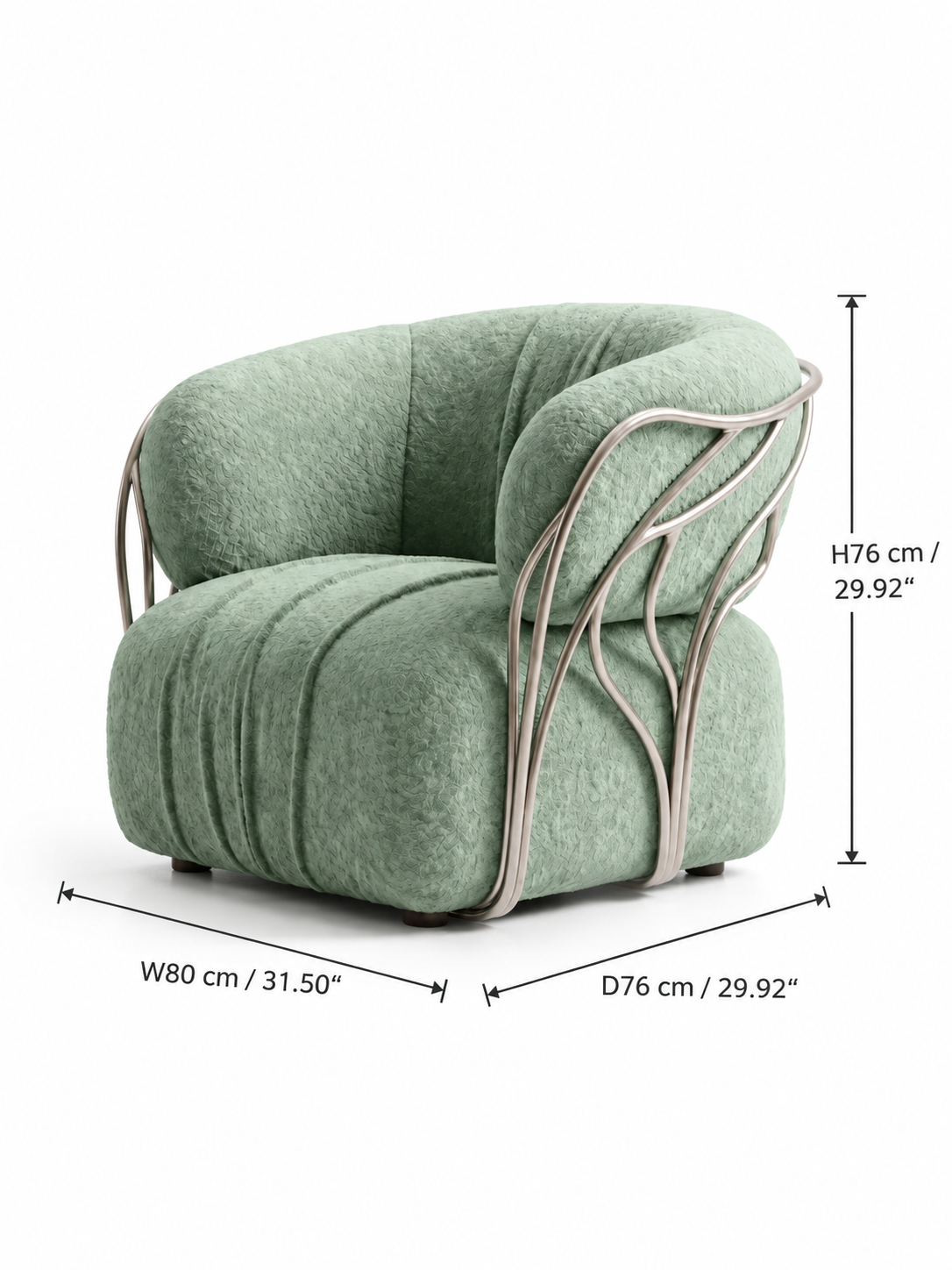 Lumina Sage Velvet Sculptural Lounge Chair
