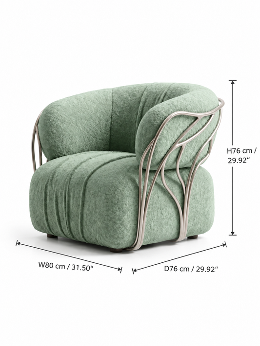 Lumina Sage Velvet Sculptural Lounge Chair