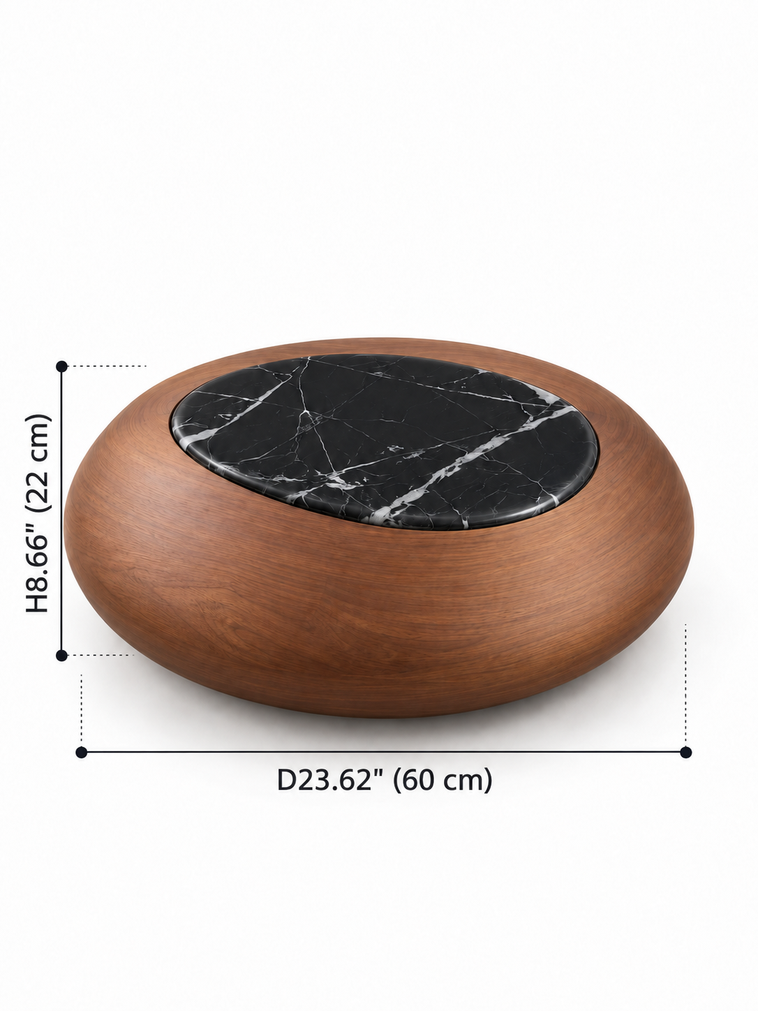 Aurelia Sculptural Walnut Marble Coffee Table Set