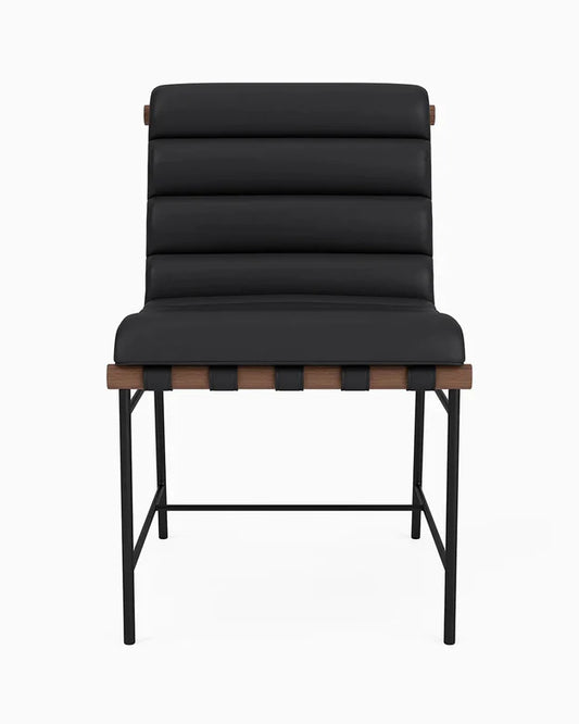 Moderne bouclé/lederen eetkamerstoelen