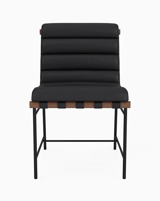 Bouclé/lederen eetkamerstoelen