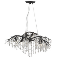 Rylight 6/18-Light Bronze/Black Branch Chandelier With Crystal Drops