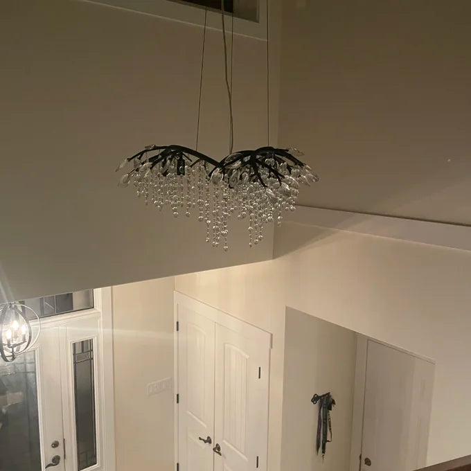 Rylight 6/18-Light Bronze/Black Branch Chandelier With Crystal Drops