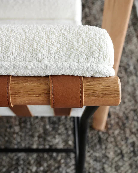 Moderne bouclé/lederen eetkamerstoelen