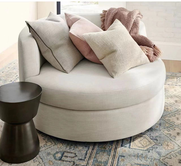 Italian Nordic Light Luxury Velvet Circular Rotatable Sofa Chair For Living Room/Bedroom